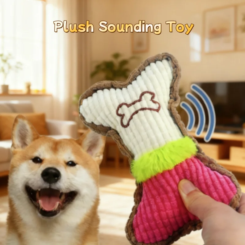 Teeth Cleaning Dog Chew Bone - 1 unidad de juguete de peluche