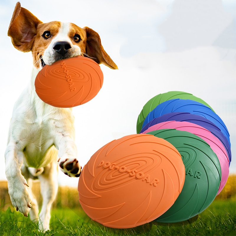 Flying Disc Dog Training Toy - Juguete interactivo de silicona con forma